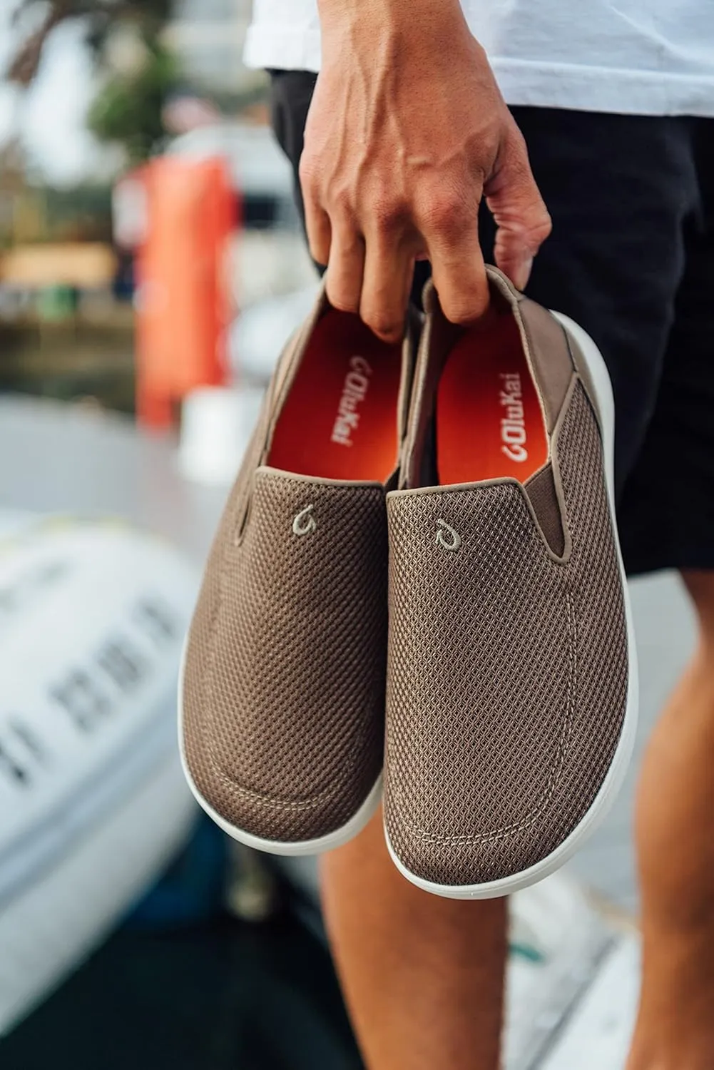 OLUKAI Nohea Pae Men's Slip On Sneakers, Lightweight Barefoot Feel & Breathable All-Weather Shoes, Drop-in Heel & Comfort Fit