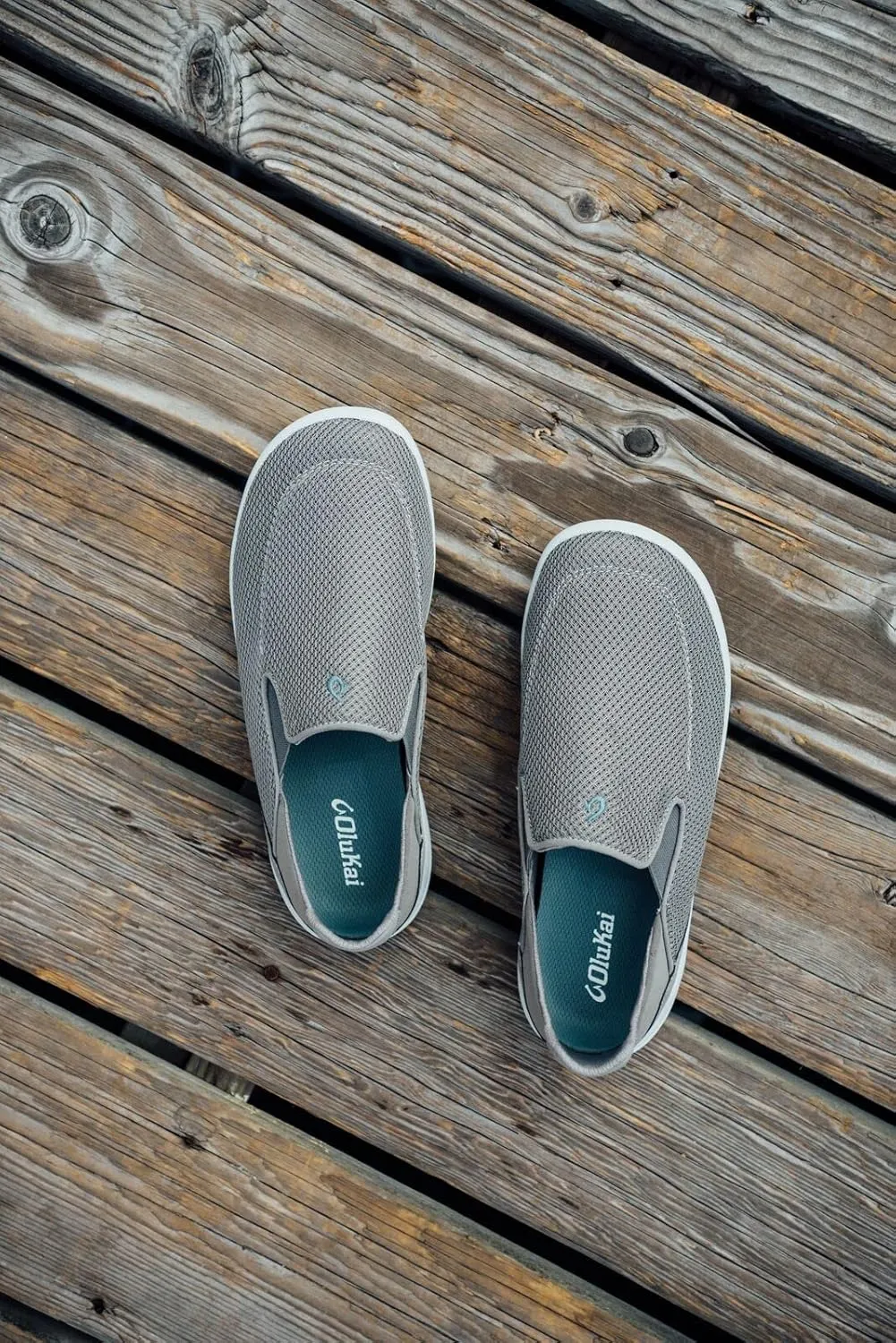 OLUKAI Nohea Pae Men's Slip On Sneakers, Lightweight Barefoot Feel & Breathable All-Weather Shoes, Drop-in Heel & Comfort Fit