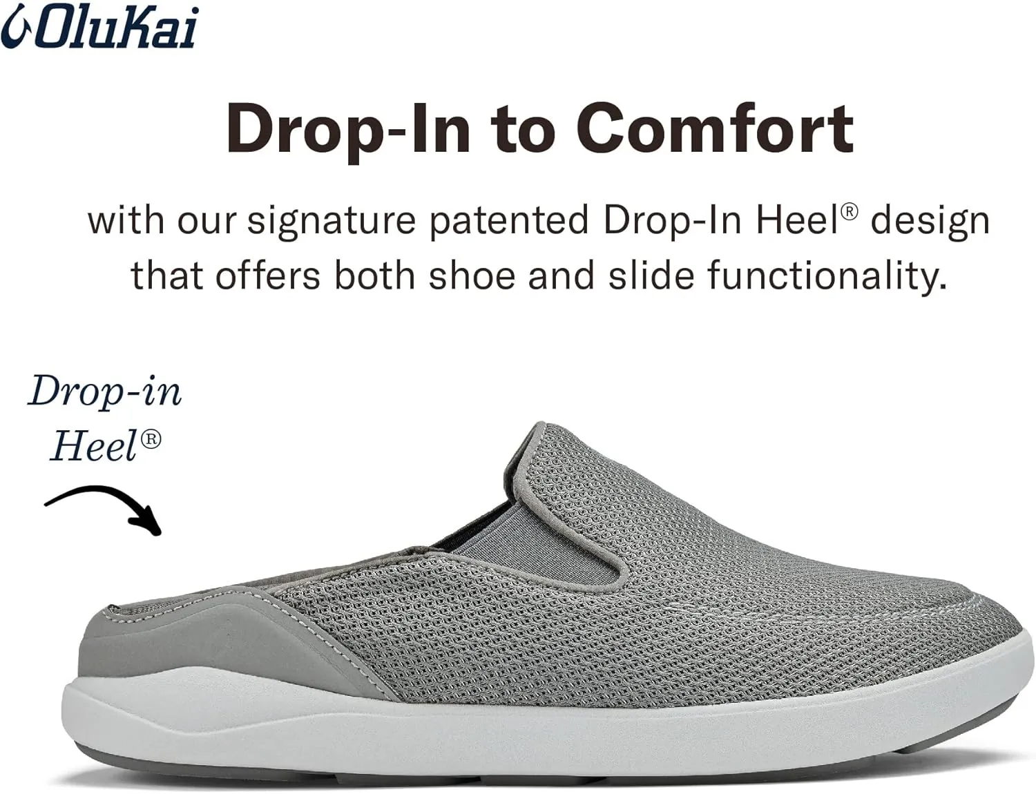 OLUKAI Nohea Pae Men's Slip On Sneakers, Lightweight Barefoot Feel & Breathable All-Weather Shoes, Drop-in Heel & Comfort Fit