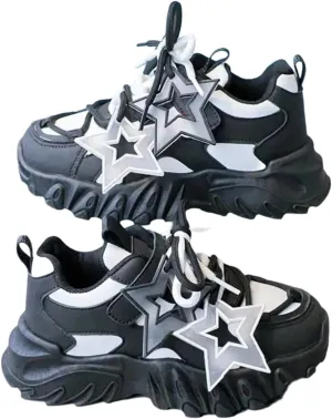 Ombre Y2K Cute Star Pattern Sneakers Stylish Lightweight Low Top Shoes for Kids and Women Casual Everyday Walking School Travel All Season Non Slip Comfort Fit