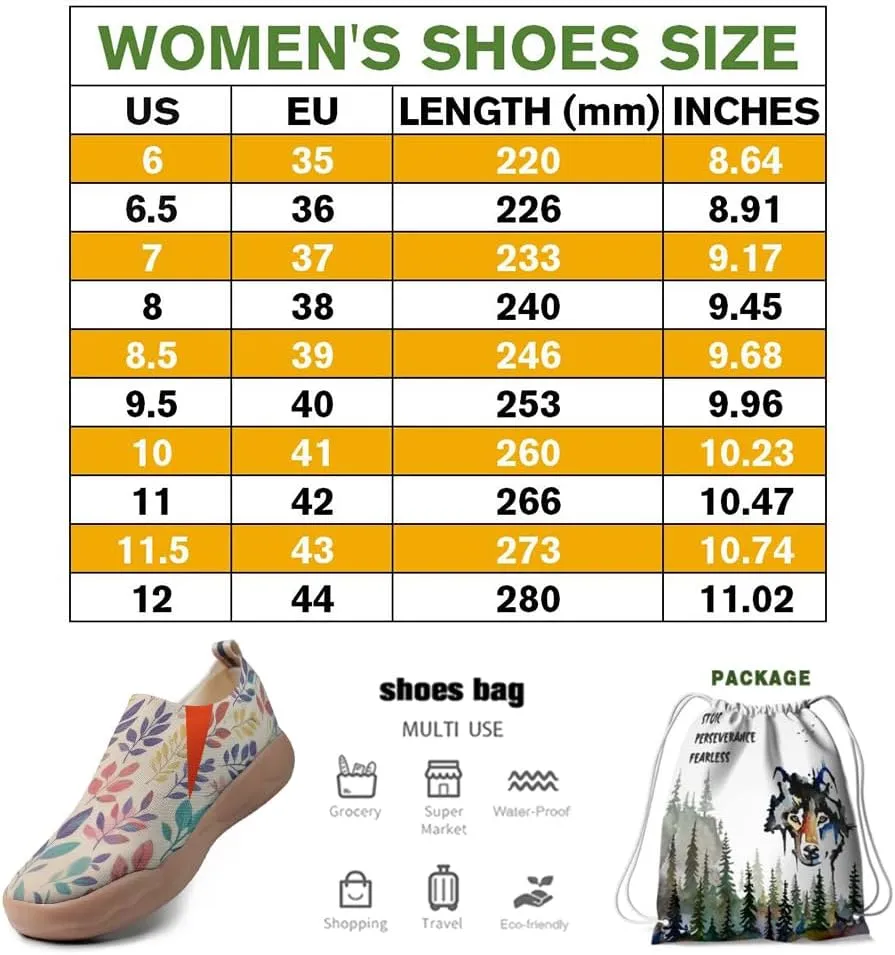 Onehorse Women's Slip-Ons Loafers Flowers Artistic Shoes Lightweight Comfortable Casual Travel Footwear