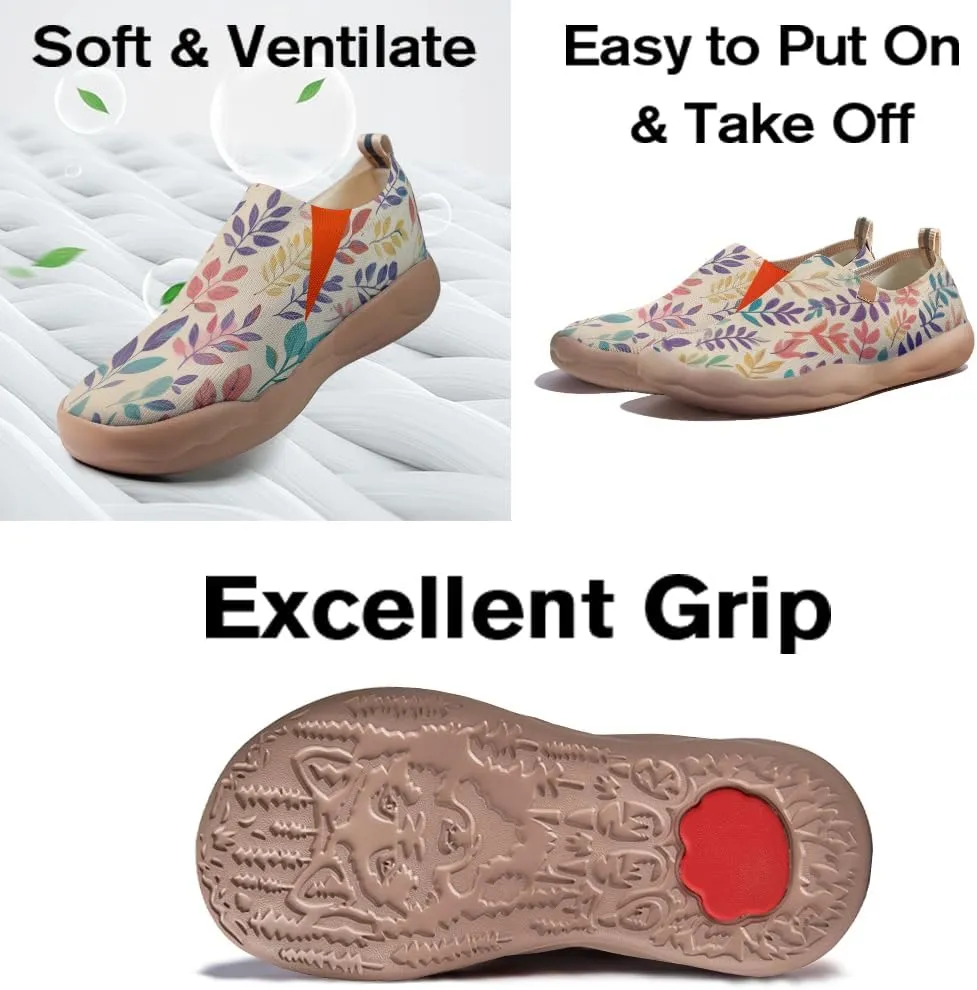 Onehorse Women's Slip-Ons Loafers Flowers Artistic Shoes Lightweight Comfortable Casual Travel Footwear