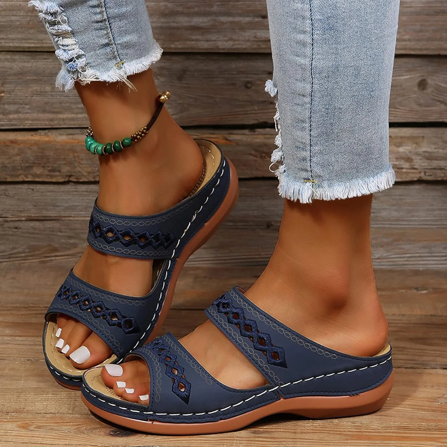 Orthopedic Sandals for Women, Women's Dressy Summer Platform Arch Support Sandals Comfort Walking Beach Flat Wedge Sandals
