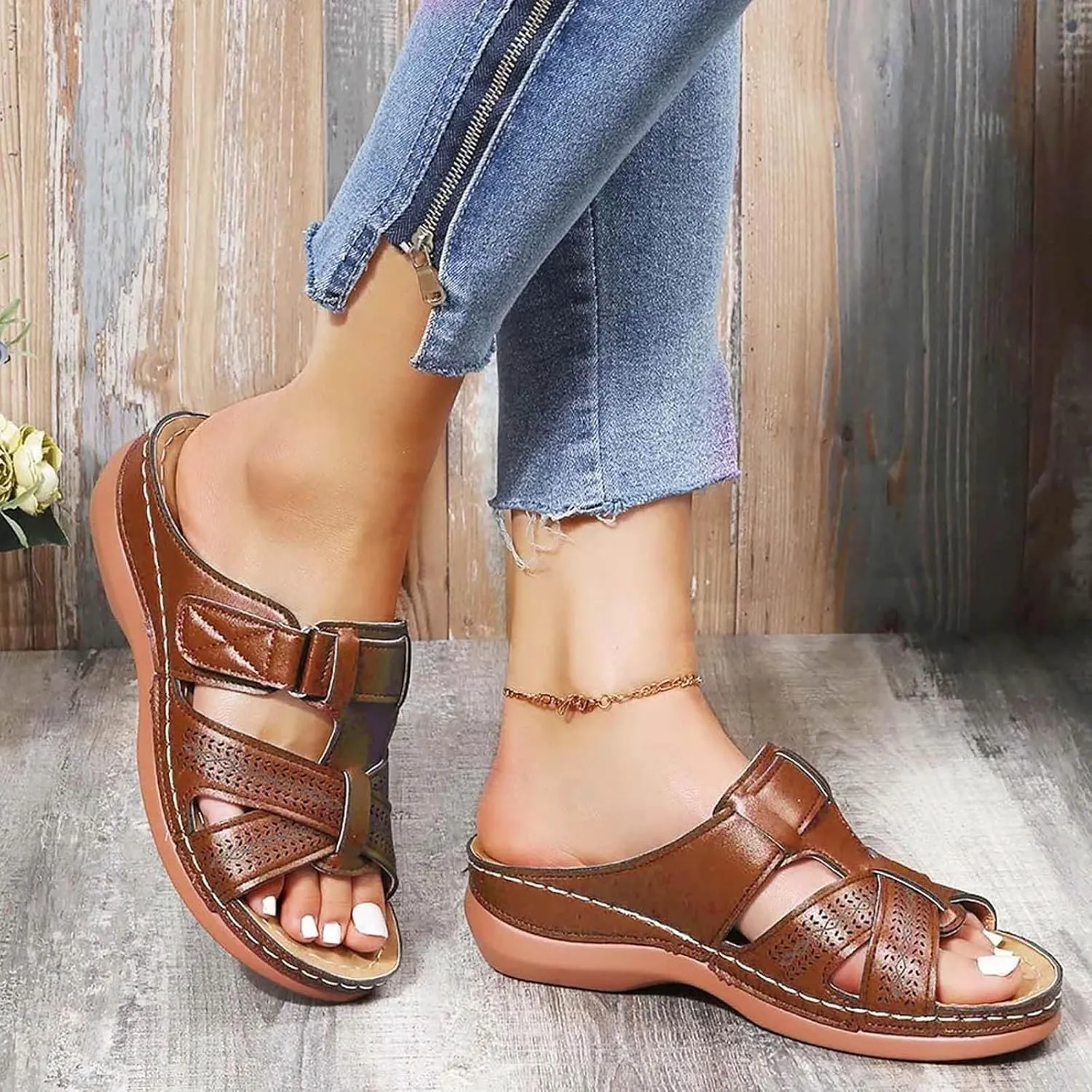 Orthopedic Sandals for Women, Women's Dressy Summer Platform Arch Support Sandals Comfort Walking Beach Flat Wedge Sandals