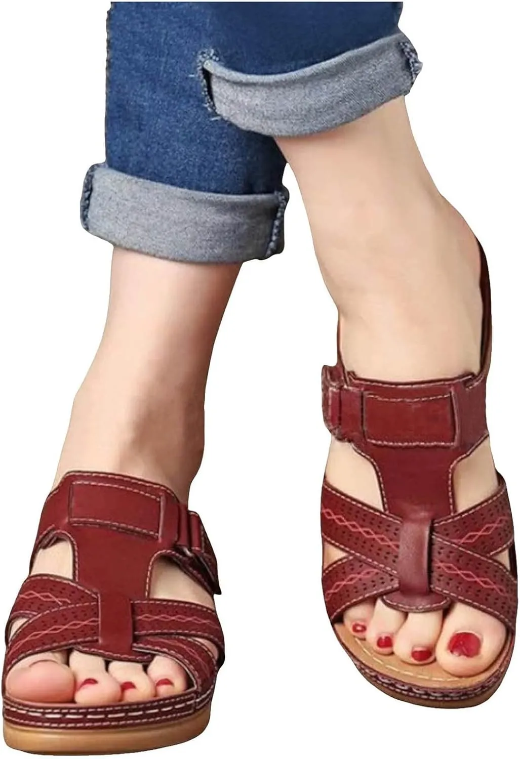 Orthopedic Sandals for Women, Women's Dressy Summer Platform Arch Support Sandals Comfort Walking Beach Flat Wedge Sandals