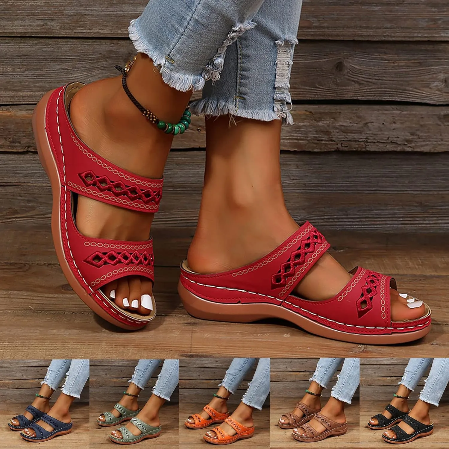 Orthopedic Sandals for Women, Women's Dressy Summer Platform Arch Support Sandals Comfort Walking Beach Flat Wedge Sandals