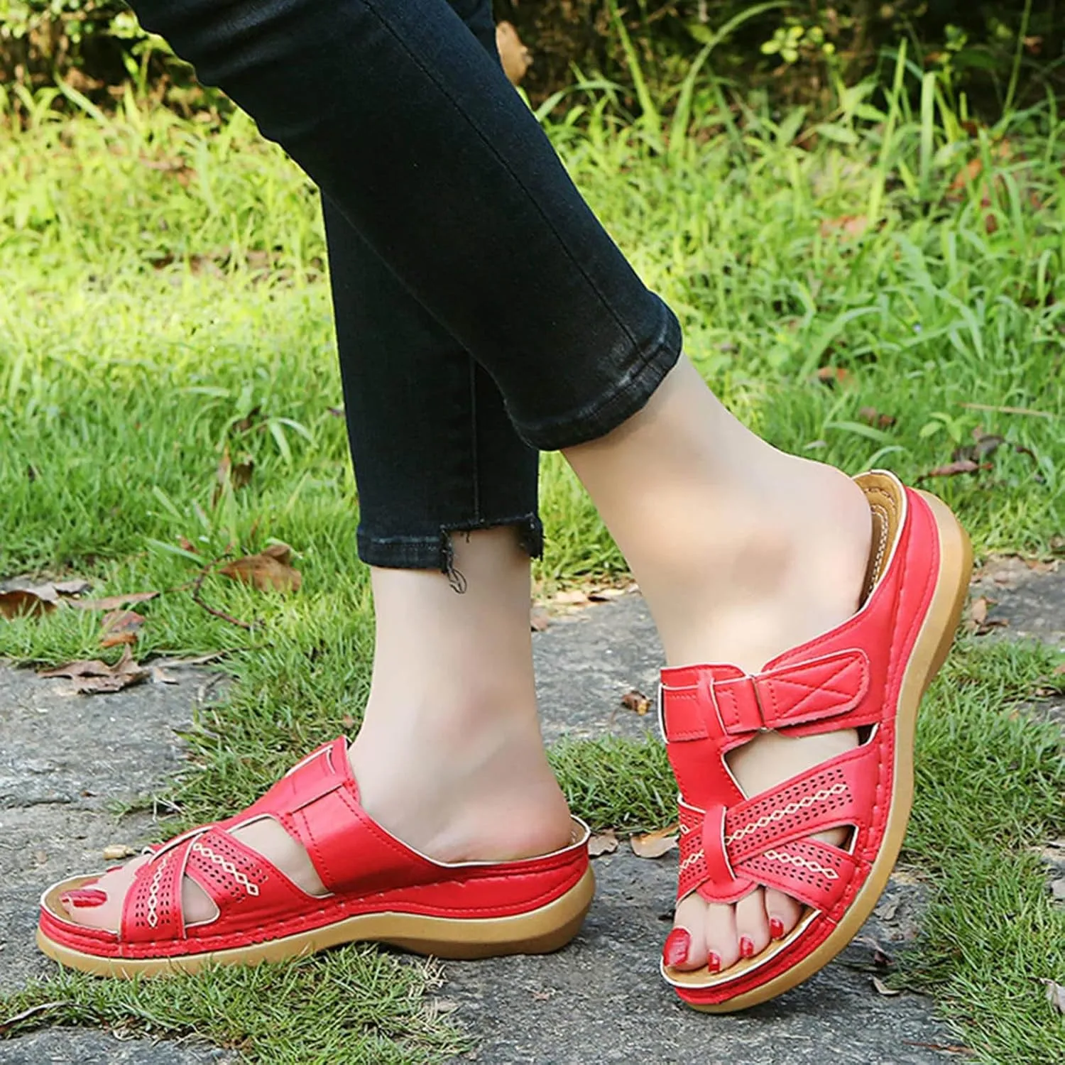 Orthopedic Sandals for Women, Women's Dressy Summer Platform Arch Support Sandals Comfort Walking Beach Flat Wedge Sandals