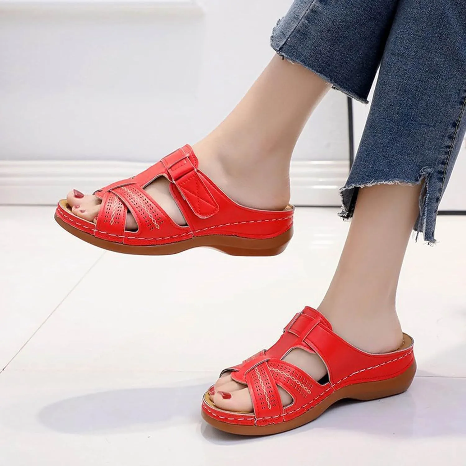 Orthopedic Sandals for Women, Women's Dressy Summer Platform Arch Support Sandals Comfort Walking Beach Flat Wedge Sandals