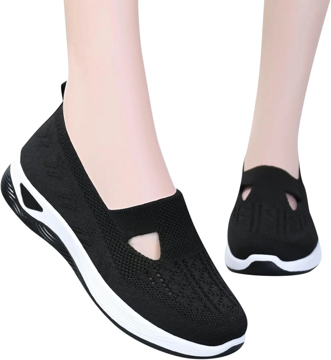 Orthopedic Shoes for Women Woven Slip on Walking Running Shoes for Women Fashion Brown Casual Shoes Wedge Sneakers Waterproof Tennis Shoe Loafers Dress Shoe