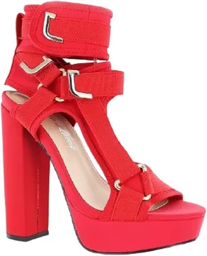 PAZZLE KEANDRA-07B Women's Chunky Platform Heels Open Toe Strappy Buckle High Heel Sandals