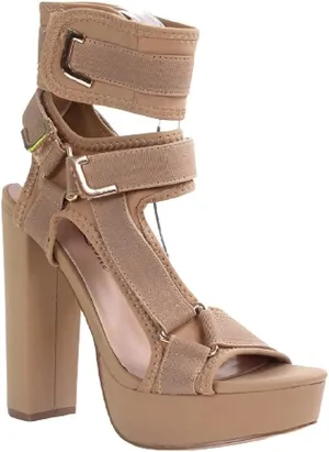 PAZZLE KEANDRA-07B Women's Chunky Platform Heels Open Toe Strappy Buckle High Heel Sandals