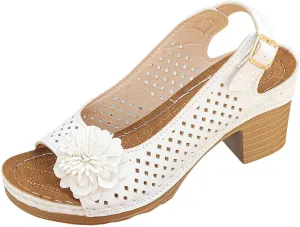 Peep Toe Wedges Heels for Women Leathers Low Heels Sandals Hollow Out Open Toe Breathable Shoes Slingback Casual Beach Shoes
