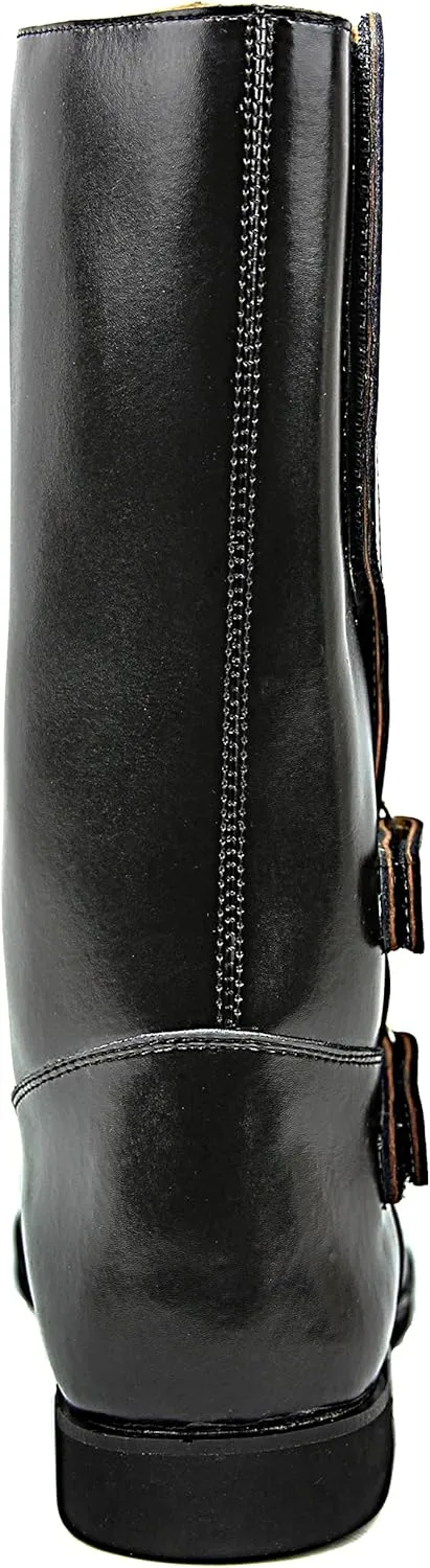 Phoenix Women Ladies Mid Calf Motorcycle Riding Police Genuine Leather Boots
