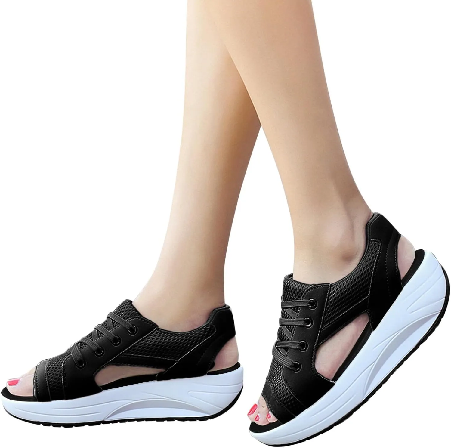 Platform Sandals Women Comfortable Wide Width Closed Toe Beach Slides Ankle Strap Wedges Flat Buckle up Walking Slip On Shoes Dressy Summer Dressy Sneakers 2025 Spring