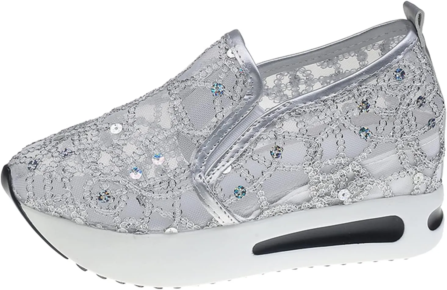 Platform Sneakers for Women Air Cushion | Walking Shoes Women Comfortable All Day Fashion Sneaker Low Top Chunky Breathable Slip On Loafers Ladies Hidden Sneakers Orthopedic Wedge Tennis Shoes
