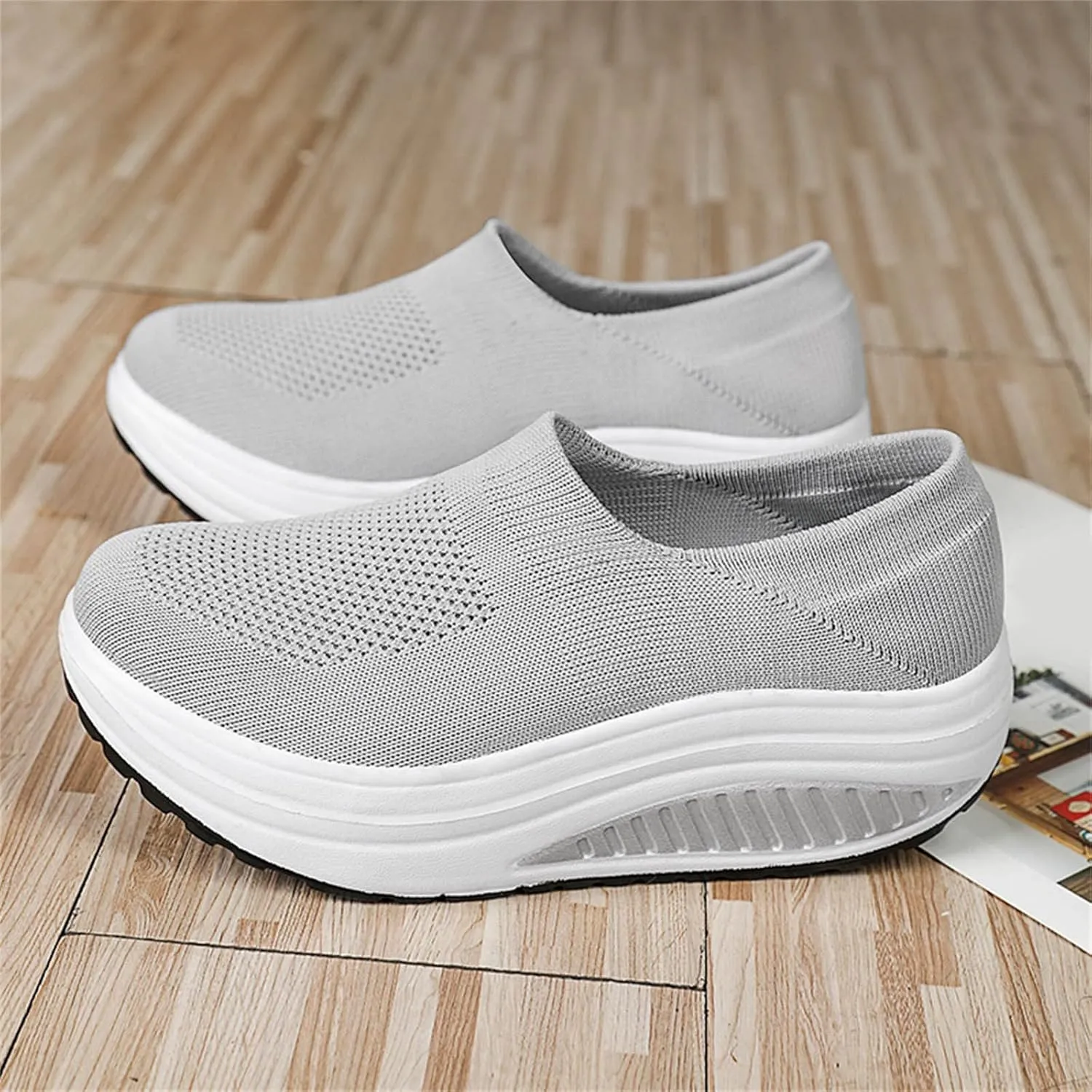 Platform Sneakers for Women Wide Toe All Black Tennis Shoes for Women Slip On Womens Fall Shoes 2023 Casual Wedge Sneakers for Women Dressy Sneakers Non Slip Work Shoes for Women
