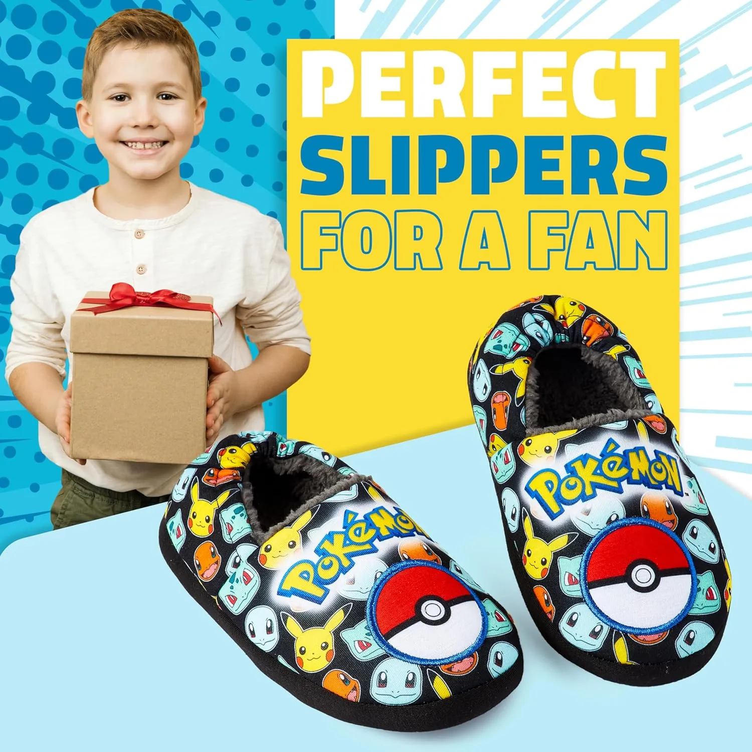 Pokemon Boys Slippers, Pikachu Bulbasaur Soft Kids Shoes, Gifts for Boys