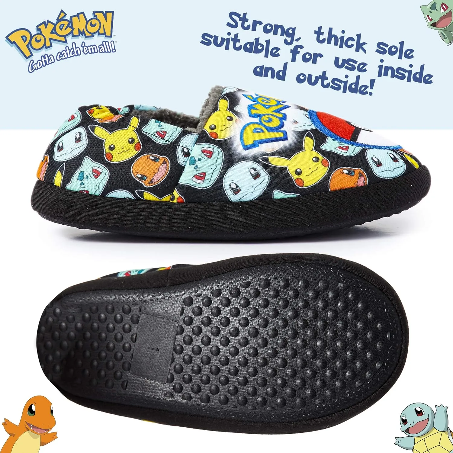 Pokemon Boys Slippers, Pikachu Bulbasaur Soft Kids Shoes, Gifts for Boys