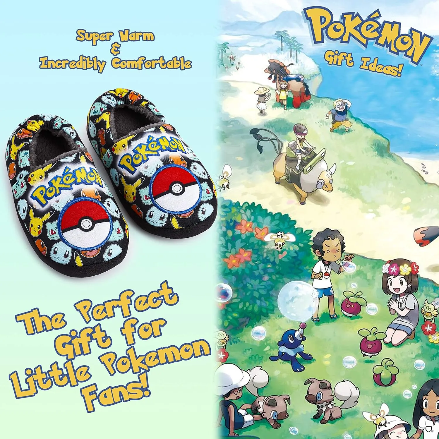 Pokemon Boys Slippers, Pikachu Bulbasaur Soft Kids Shoes, Gifts for Boys