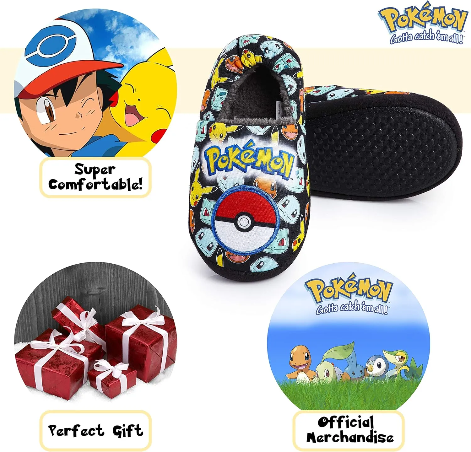 Pokemon Boys Slippers, Pikachu Bulbasaur Soft Kids Shoes, Gifts for Boys