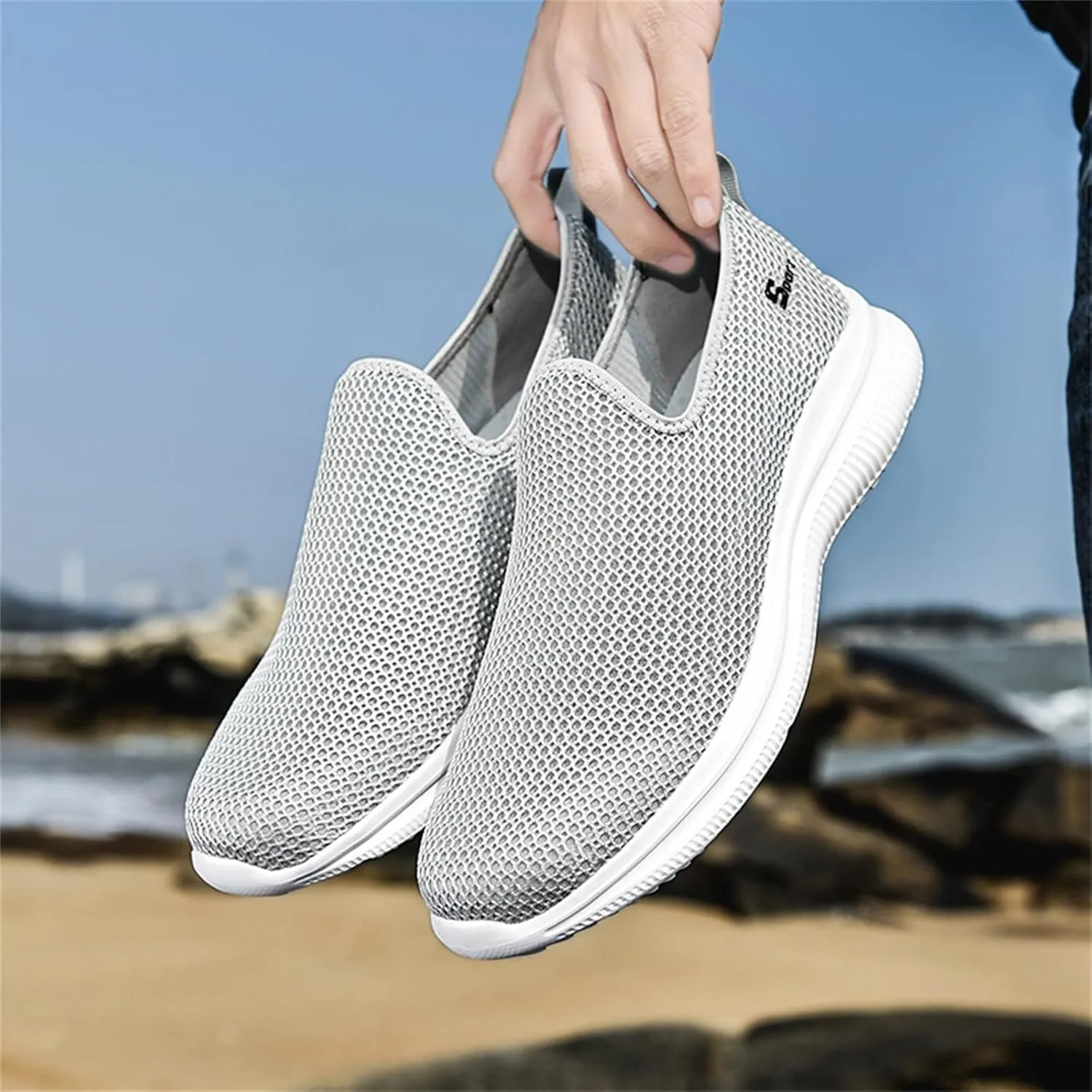 Running Shoes for Men Mesh Ladies Casual Shoes Platform Sneakers Men's KnitFlex Breeze Mesh Sneakers Oxfords Lace White Tennis Shoe Loafers Shoe