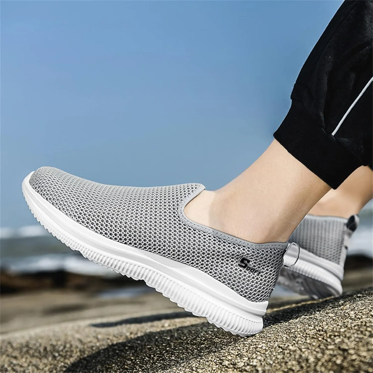 Running Shoes for Men Mesh Ladies Casual Shoes Platform Sneakers Men's KnitFlex Breeze Mesh Sneakers Oxfords Lace White Tennis Shoe Loafers Shoe