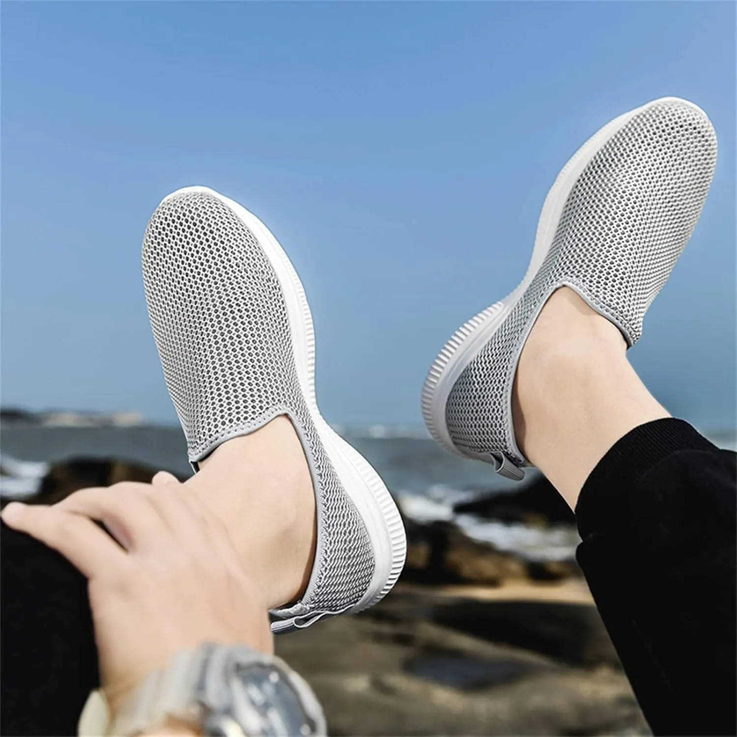 Running Shoes for Men Mesh Ladies Casual Shoes Platform Sneakers Men's KnitFlex Breeze Mesh Sneakers Oxfords Lace White Tennis Shoe Loafers Shoe