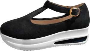 Sandals for Women Casual Dressy Summer Slip on Ankle Strap Comfy Orthotic Sandals Closed Toe Cutout Platform Wedges Buckle up Summer Outdoor Walking Shoes