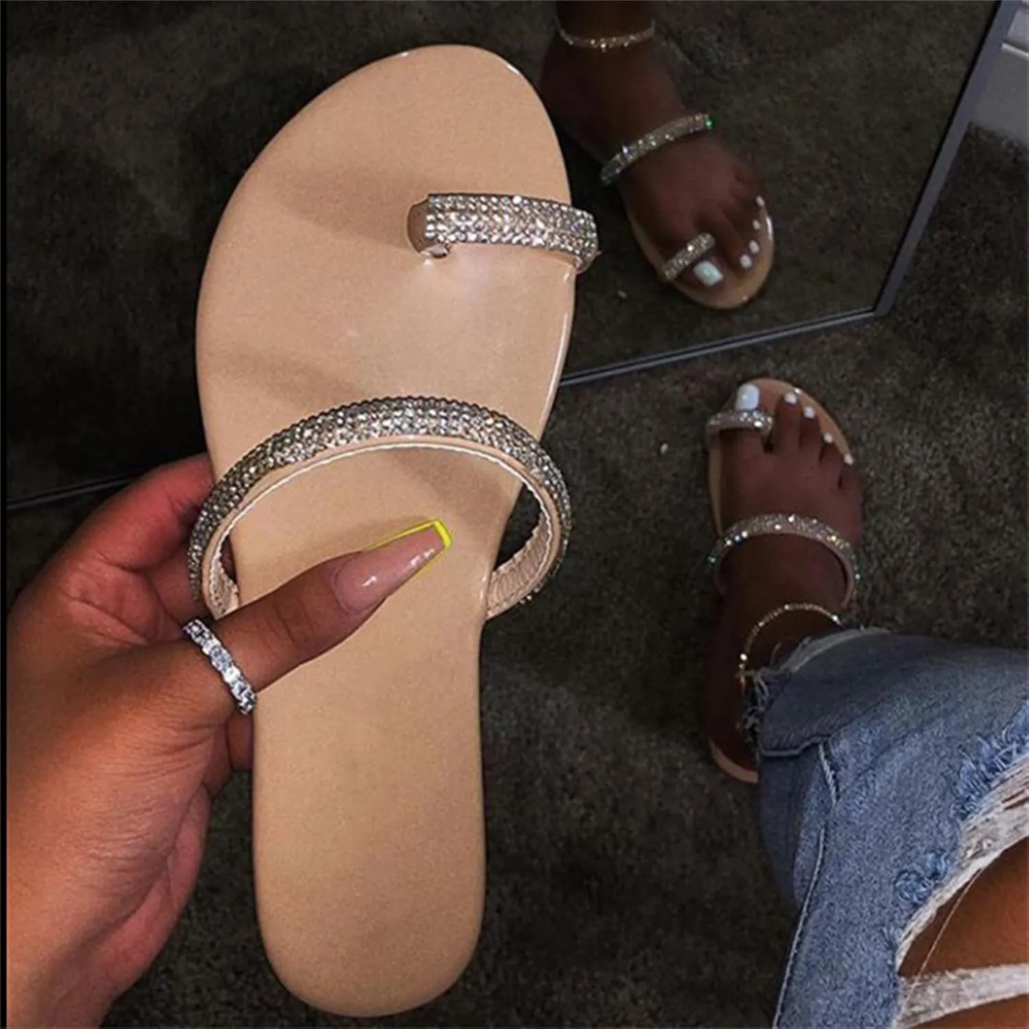Sandals For Women Dressy Summer,Women Gladiator Sandals Flat,Summer Strappy Lace Up Open Toe Knee High Flat Sandal