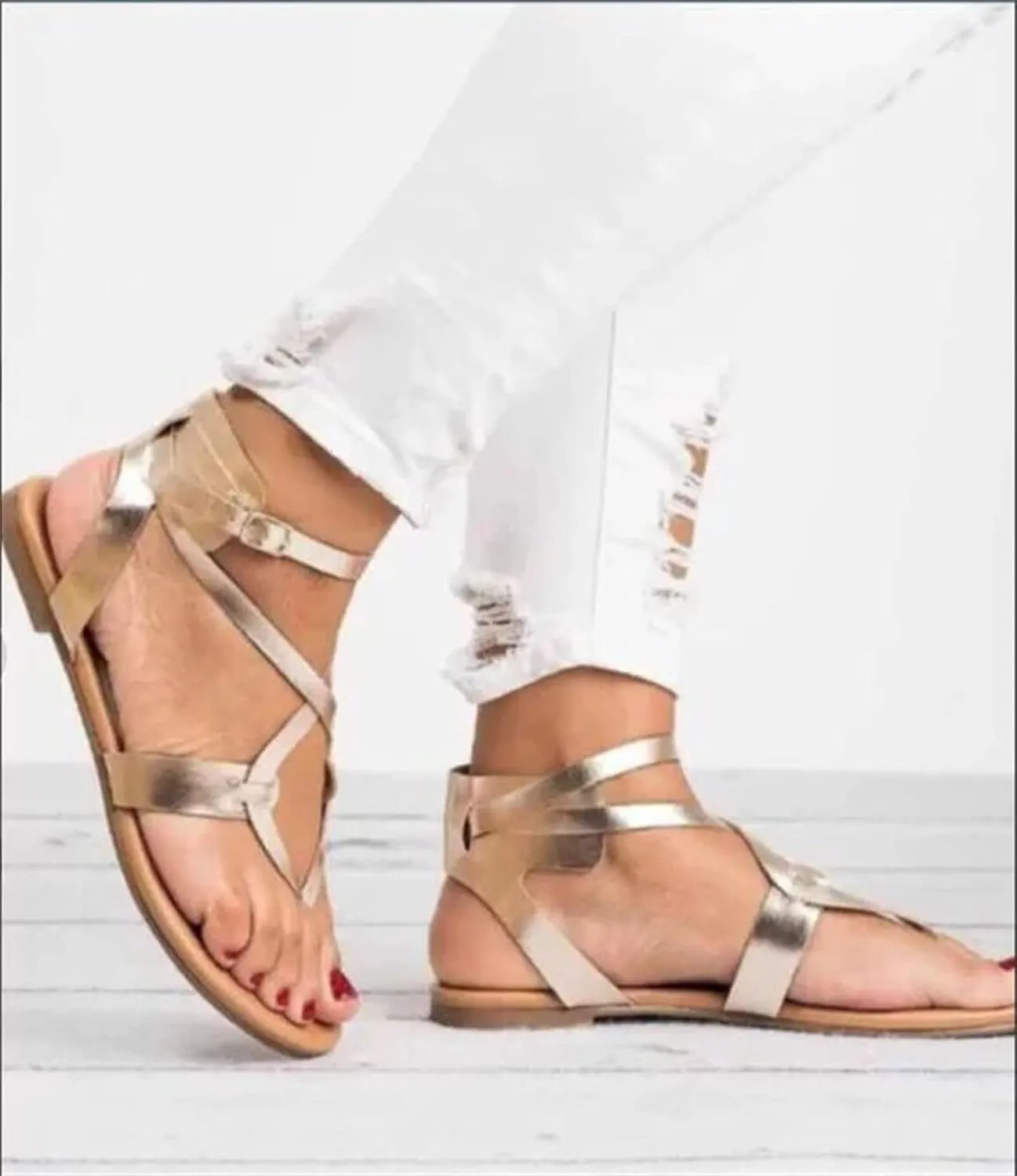 Sandals For Women Dressy Summer,Women's T-Strap Beach Sandals Casual Gladiator Strappy Thong Flip Flops Flat Slippers