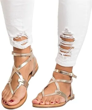 Sandals For Women Dressy Summer,Women's T-Strap Beach Sandals Casual Gladiator Strappy Thong Flip Flops Flat Slippers
