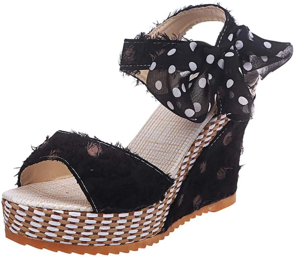 Sandals for Women Wedge,Summer Fish Mouth Espadrilles Slingback Platform Sandals High Heel Ankle Strap Beach Shoes