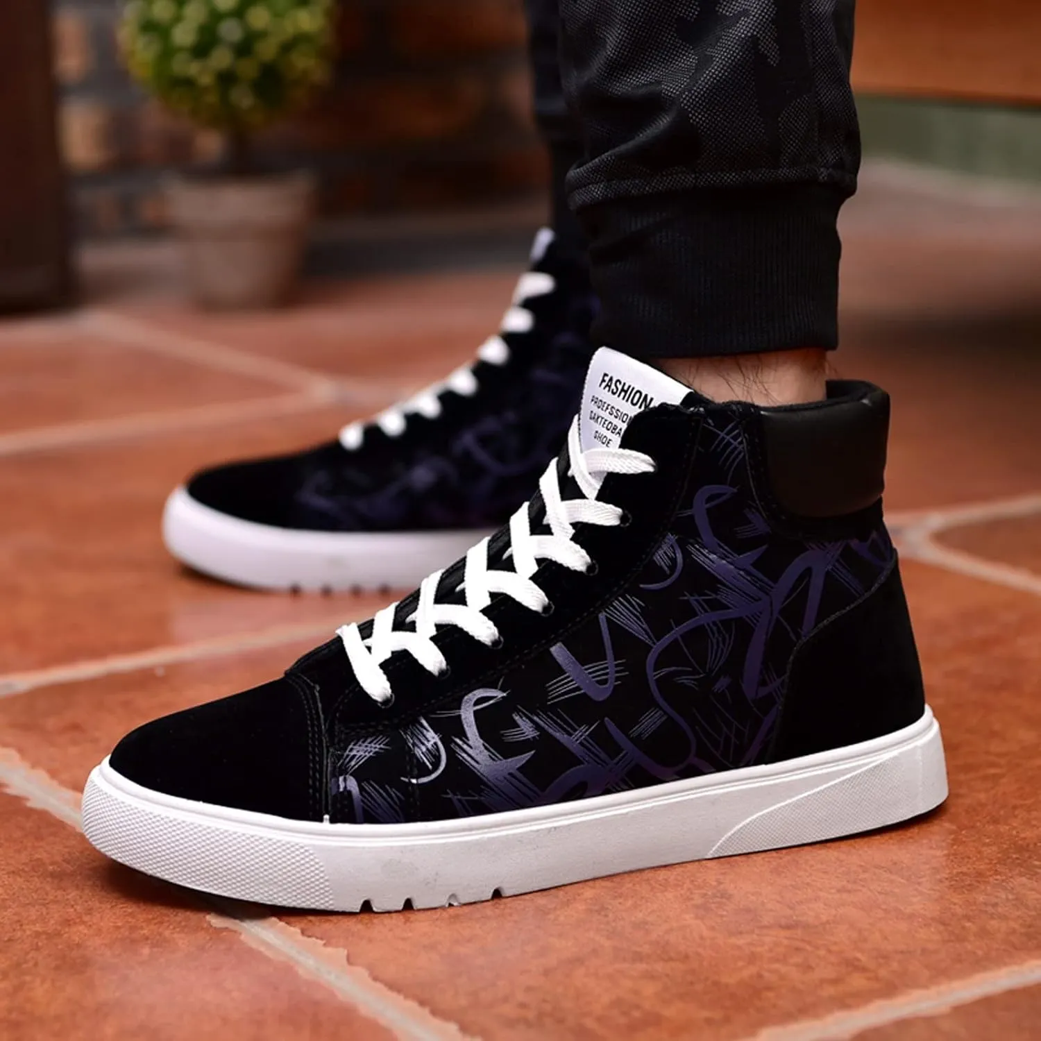 Slip on Walking Shoes for Men Comfort Memory Foam Breathable Fashion High Top Sneakers Non Slip Arch Support Vacation Training Gym Shoes Wide Width