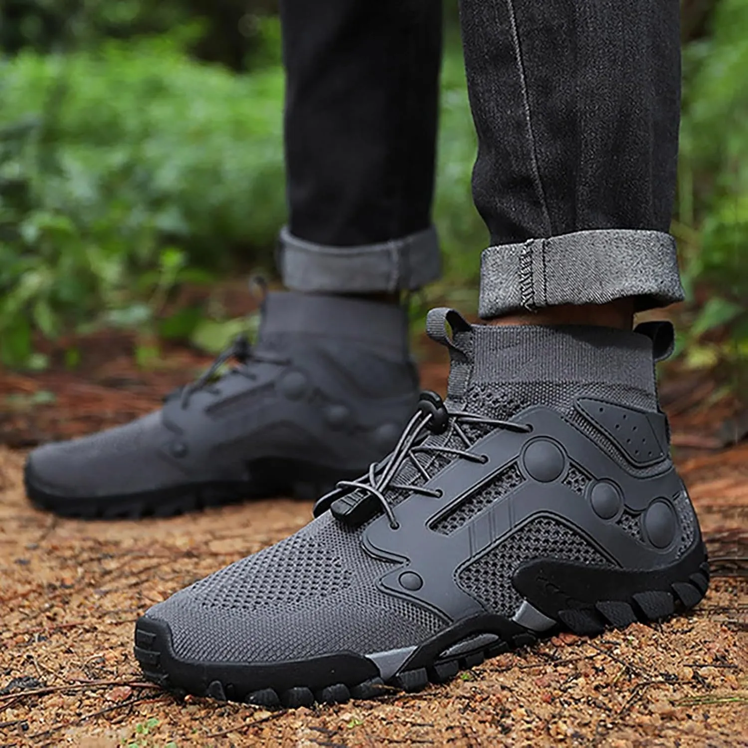Slip on Walking Shoes for Men Comfort Memory Foam Hiking Shoes Breathable Lightweight Fashion Sneakers Non Slip Arch Support Cushioning Training Gym Shoes Wide Width