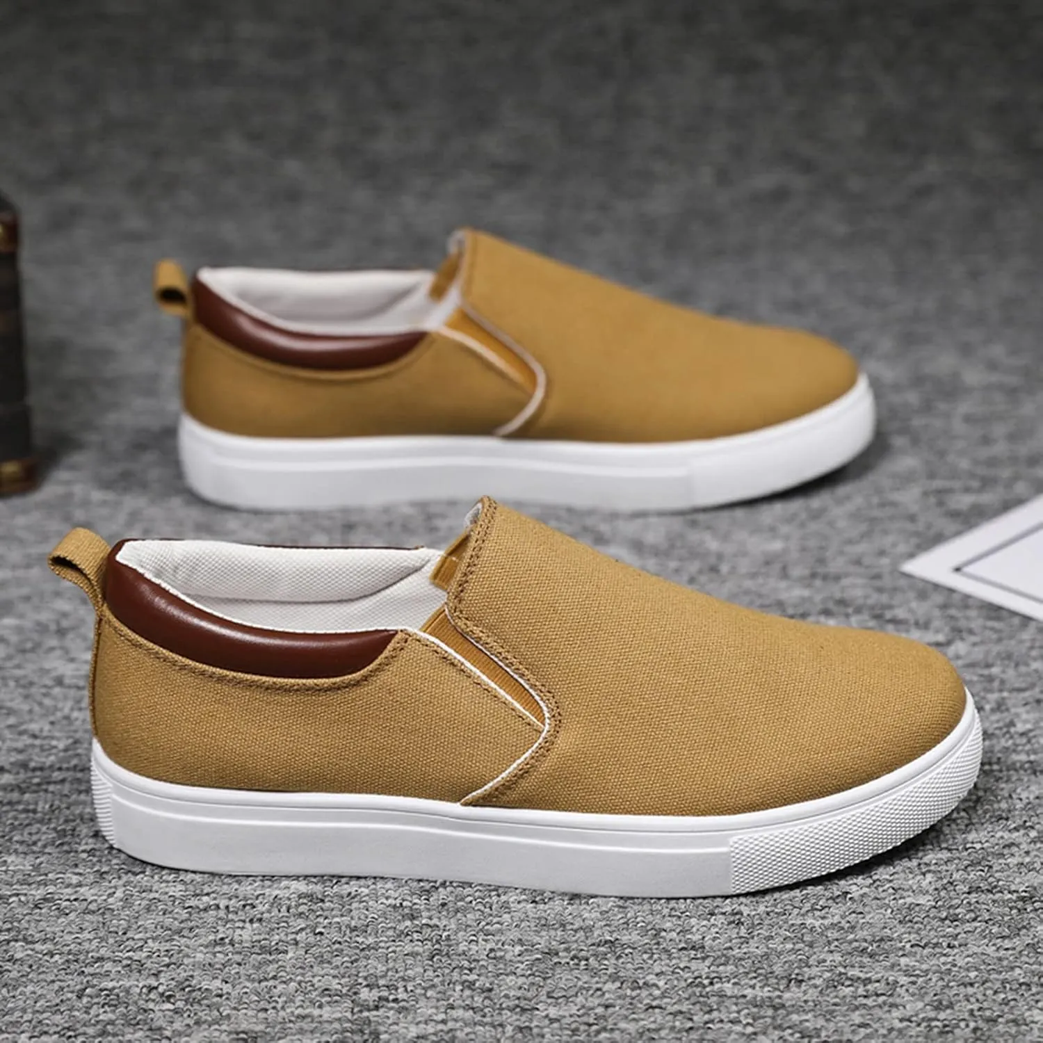 Slip on Walking Shoes for Men Comfy Knitted Memory Foam Breathable Lightweight Fashion Sneakers Non Slip Arch Support Cushioning Workout Tennis Shoes Wide Width