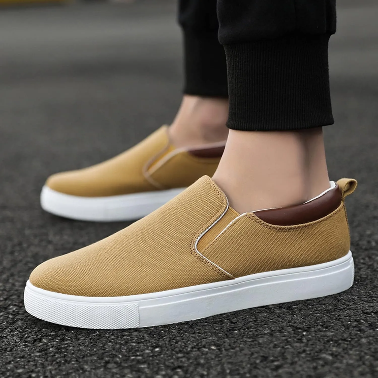Slip on Walking Shoes for Men Comfy Knitted Memory Foam Breathable Lightweight Fashion Sneakers Non Slip Arch Support Cushioning Workout Tennis Shoes Wide Width