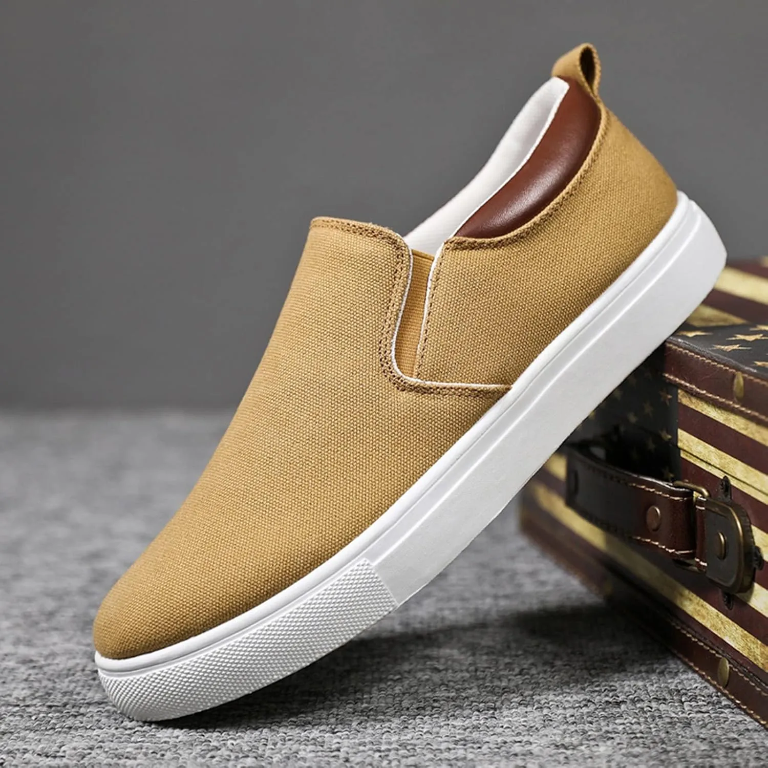 Slip on Walking Shoes for Men Comfy Knitted Memory Foam Breathable Lightweight Fashion Sneakers Non Slip Arch Support Cushioning Workout Tennis Shoes Wide Width