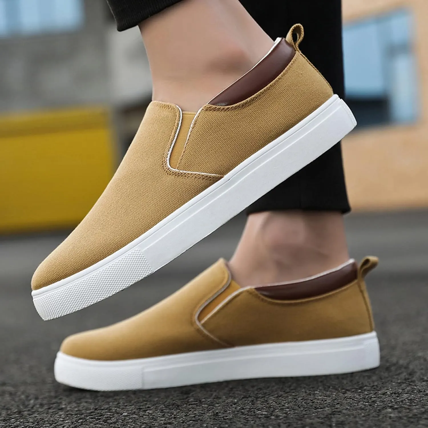 Slip on Walking Shoes for Men Comfy Knitted Memory Foam Breathable Lightweight Fashion Sneakers Non Slip Arch Support Cushioning Workout Tennis Shoes Wide Width