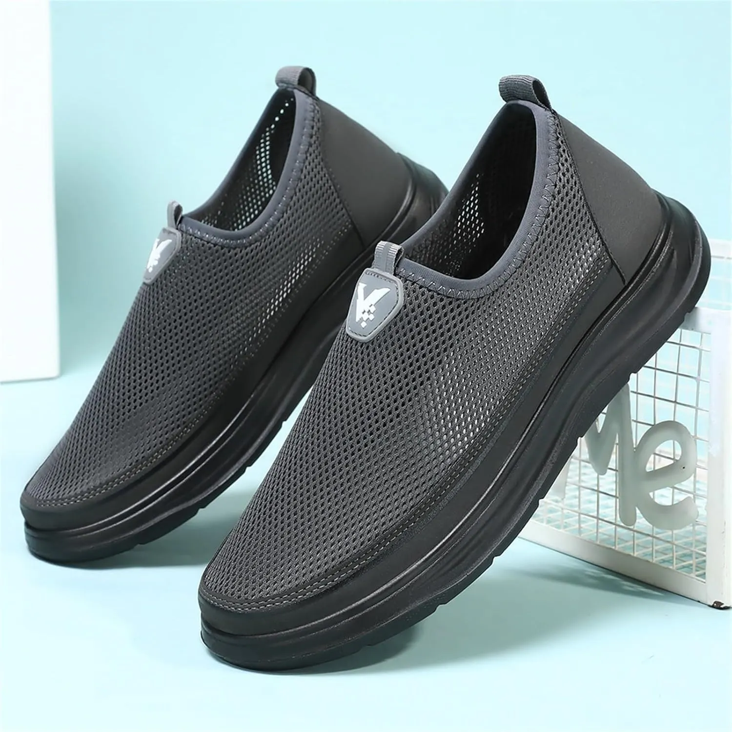 Slip on Walking Shoes Men Comfortable Memory Foam Ultra Lightweight Breathable Fashion Sneakers Non Slip Travel Jogging Training Gym Shoes Wide Width