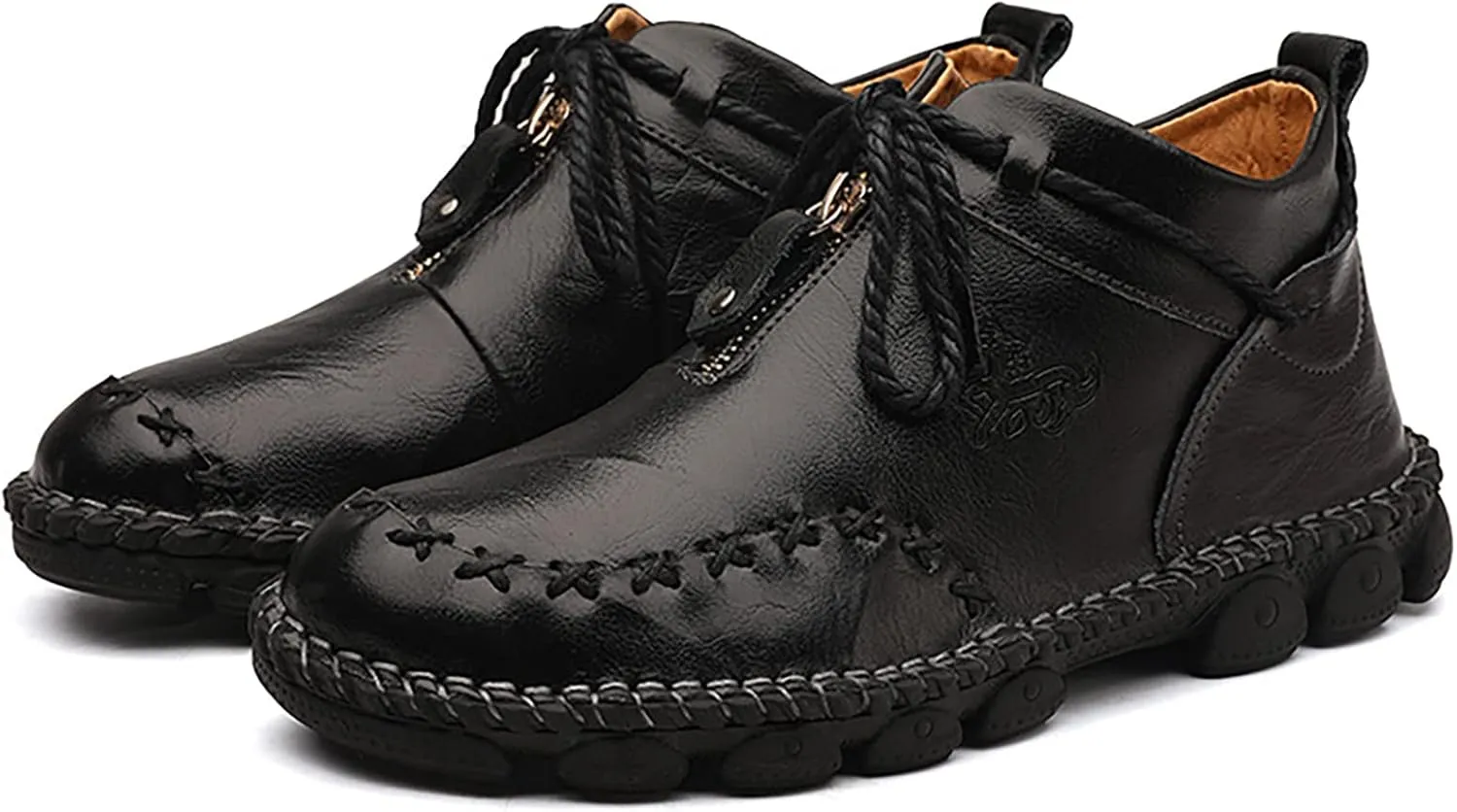 Slip on Walking Shoes Men Comfortable PU Leather Memory Foam Breathable Mesh Fashion Sneakers Non Slip Indoor Outdoor Training Gym Shoes Wide Width