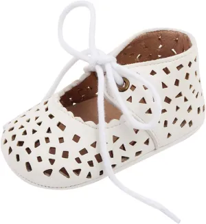 Spring and Summer Children Baby Toddler Shoes for Girls Flat Bottoms Non Slip Light Hollow Breathable Lace Up Easy to Wear and Comfortable 18 Month Shoes
