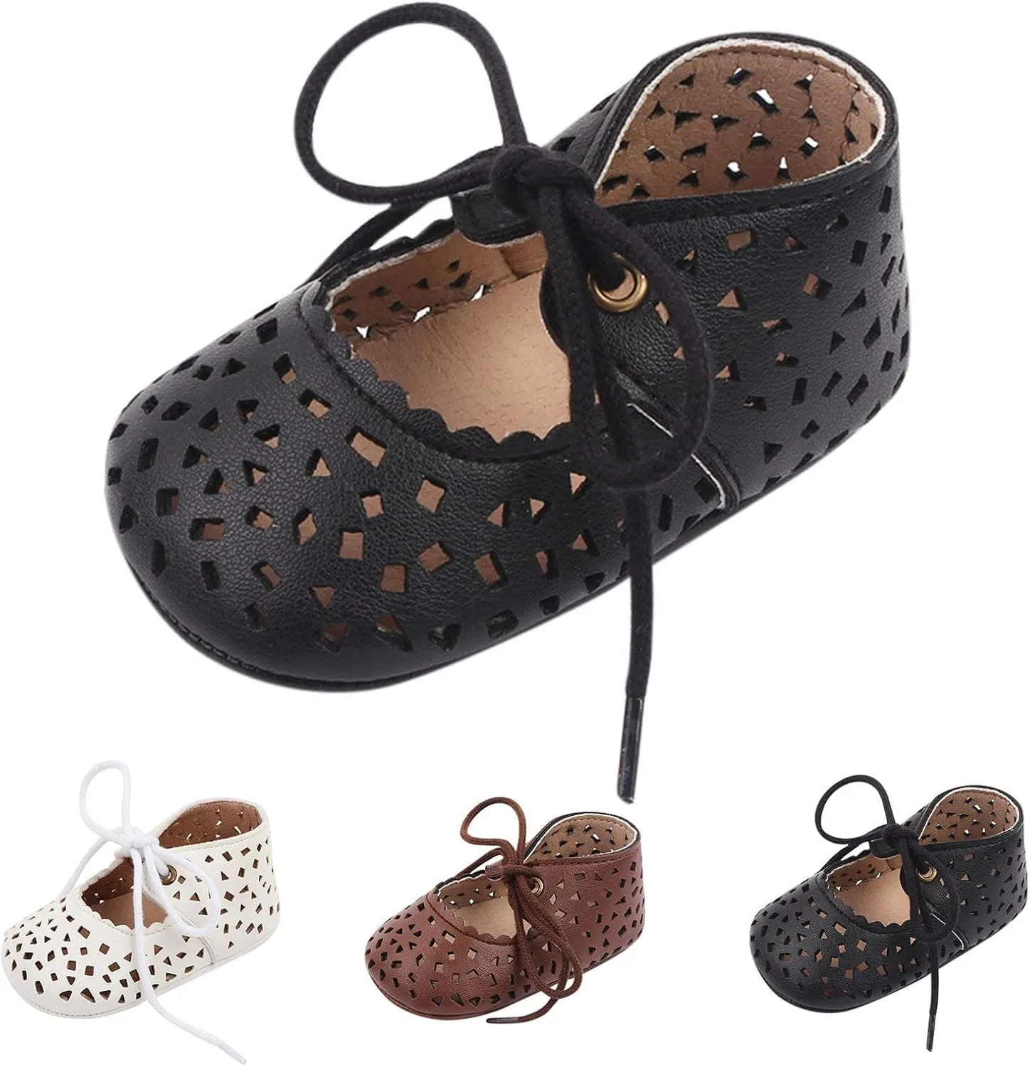Spring and Summer Children Baby Toddler Shoes for Girls Flat Bottoms Non Slip Light Hollow Breathable Lace Up Easy to Wear and Comfortable 18 Month Shoes