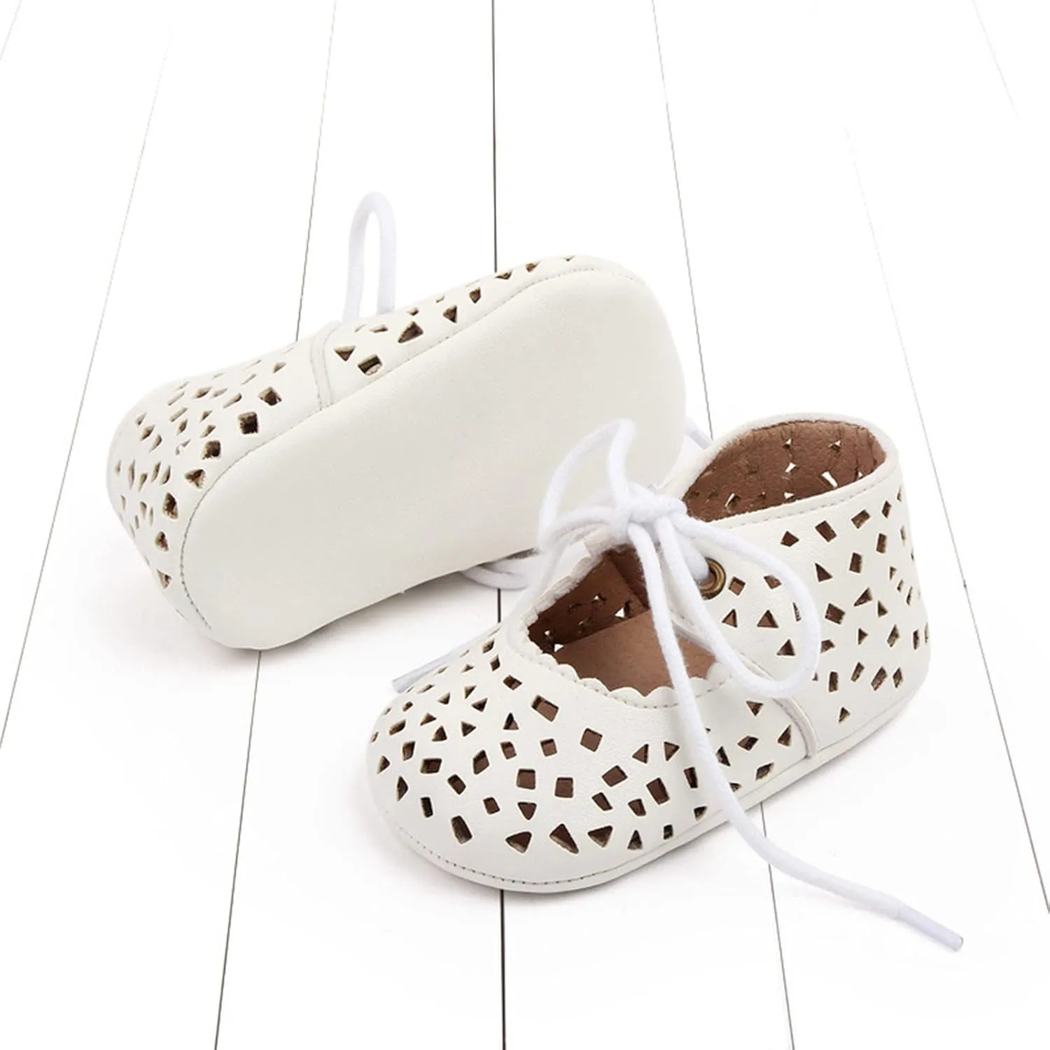 Spring and Summer Children Baby Toddler Shoes for Girls Flat Bottoms Non Slip Light Hollow Breathable Lace Up Easy to Wear and Comfortable 18 Month Shoes