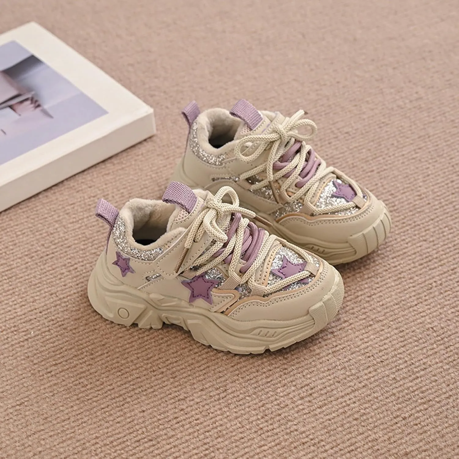 Star Casual Sneakers Walking Sneakers for Toddler Kids Winter Chunky Platform Y2k Aesthetic Cute Comfort Support Shoes