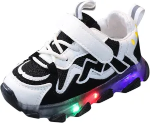 Toddler Boys Girls Light Up Hook Loop Sneaker Baby Mesh Breathable Soft Soled Non Slip Shoes Fashion Casual Shoes