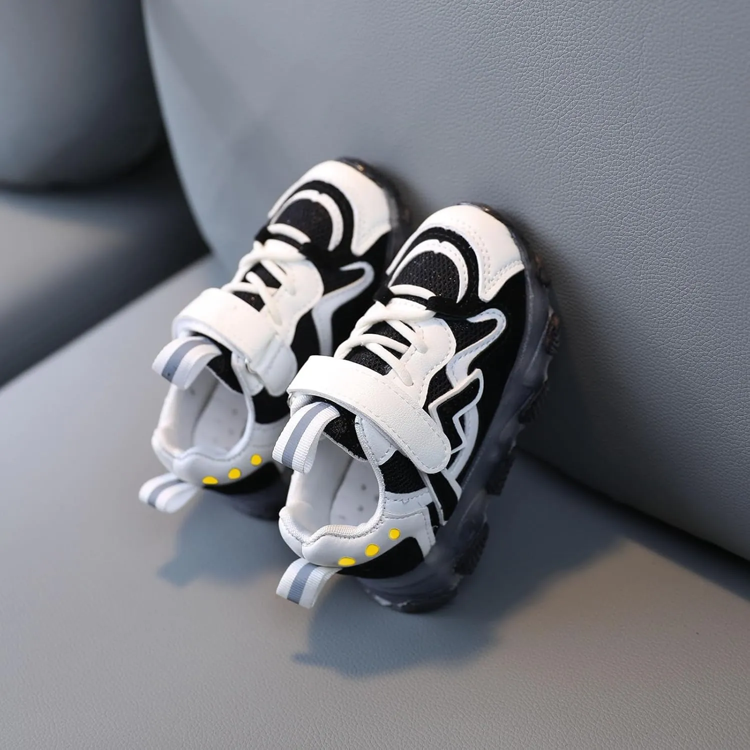 Toddler Boys Girls Light Up Hook Loop Sneaker Baby Mesh Breathable Soft Soled Non Slip Shoes Fashion Casual Shoes