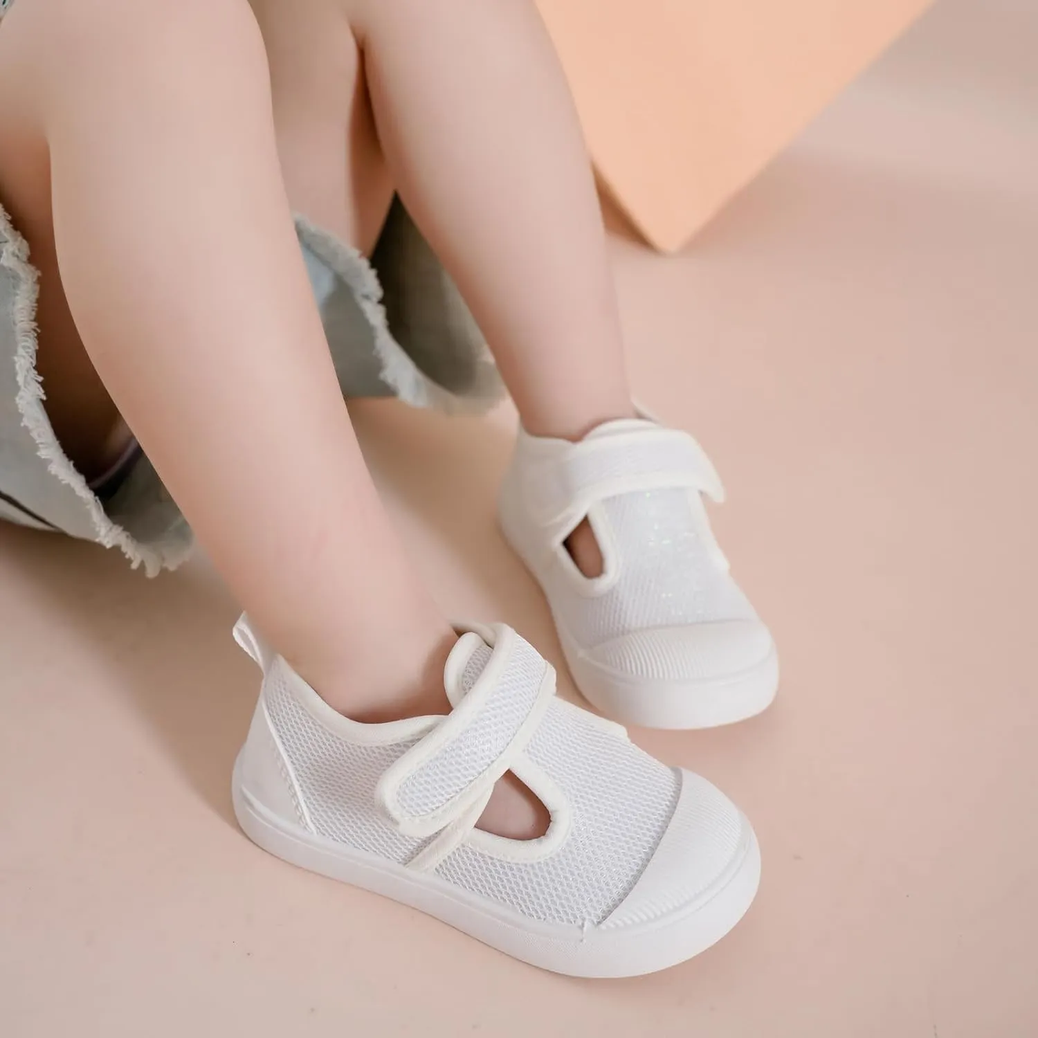 Toddler Girls Boys Shoes Kids Canvas Sneakers with Cartoon Print Adjustable Velcro Strap