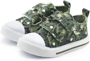Toddler Girls Boys Shoes Kids Canvas Sneakers with Cartoon Print Adjustable Velcro Strap