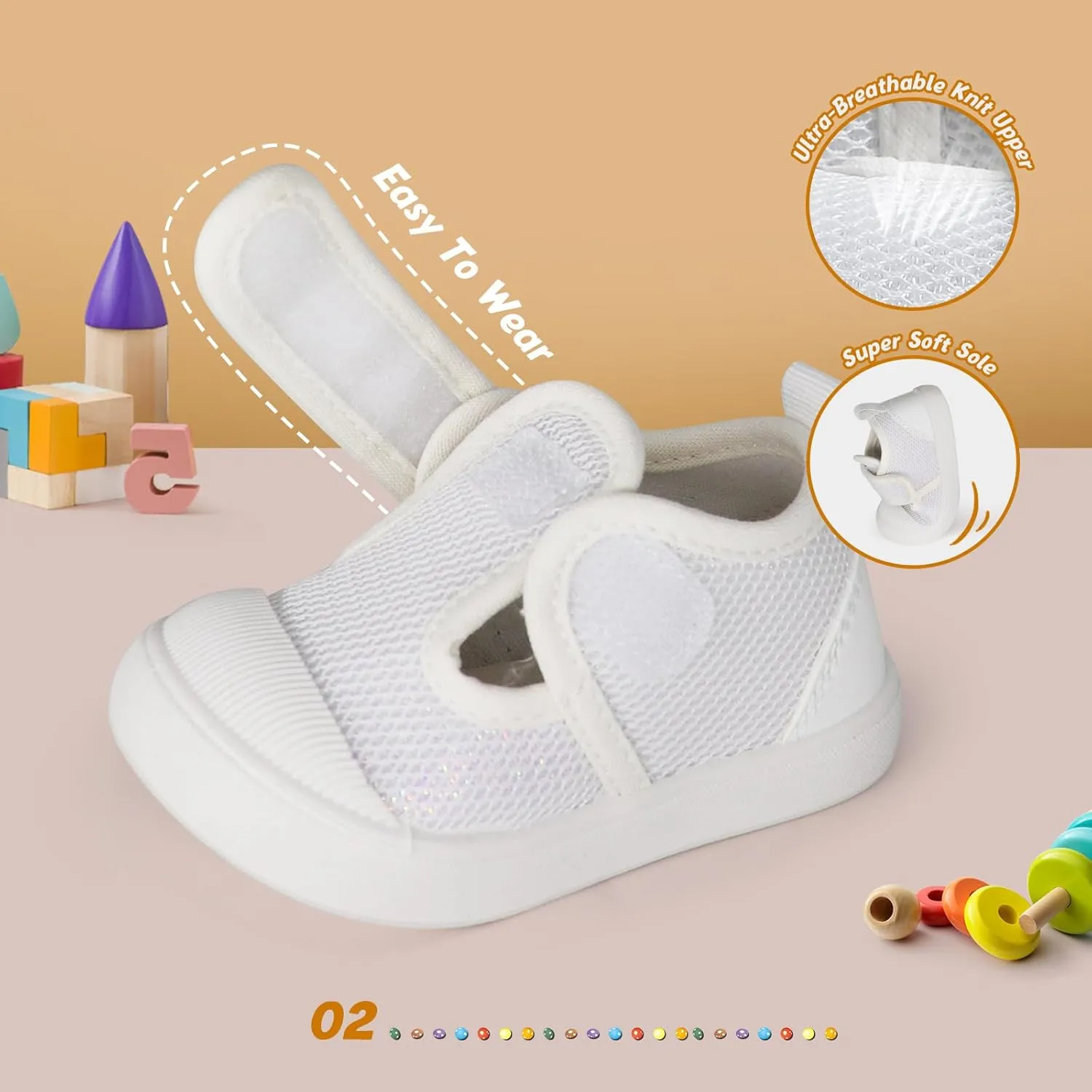 Toddler Girls Boys Shoes Kids Canvas Sneakers with Cartoon Print Adjustable Velcro Strap