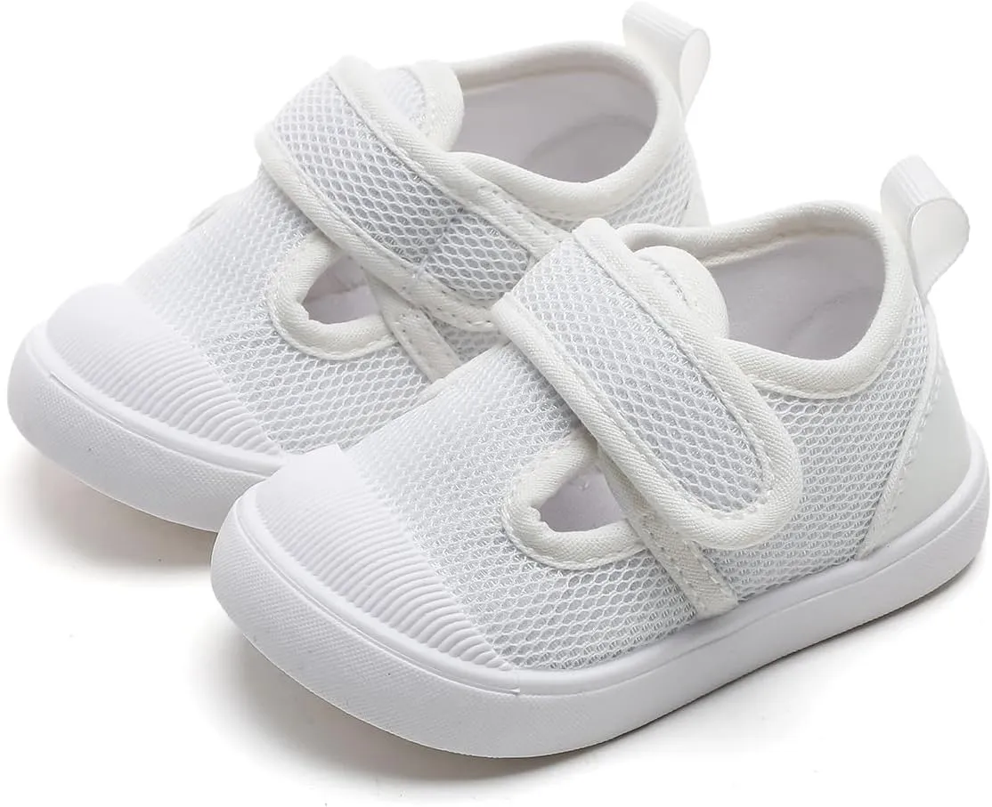 Toddler Girls Boys Shoes Kids Canvas Sneakers with Cartoon Print Adjustable Velcro Strap